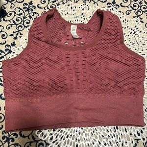 Small pink wine sports bra